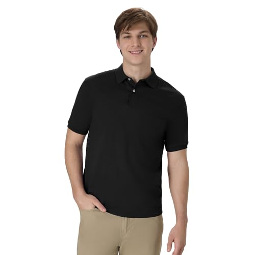 Hanes Men's Short-Sleeve Jersey Pocket Polo (Pack of 2), Black, Small - image 2
