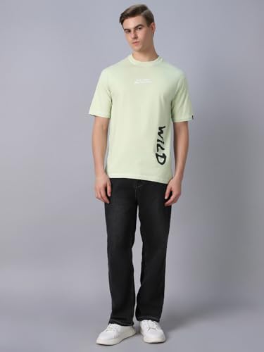 Image of Bewakoof Men's Cotton Typography Oversized Fit Half Sleeve Round Neck T-Shirt | Casual Wear | Street Wear | Oversized t Shirt for Men Cotton | Baggy