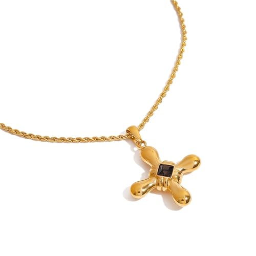 Collier croix en acier et strass gris foncé pour homme et femme