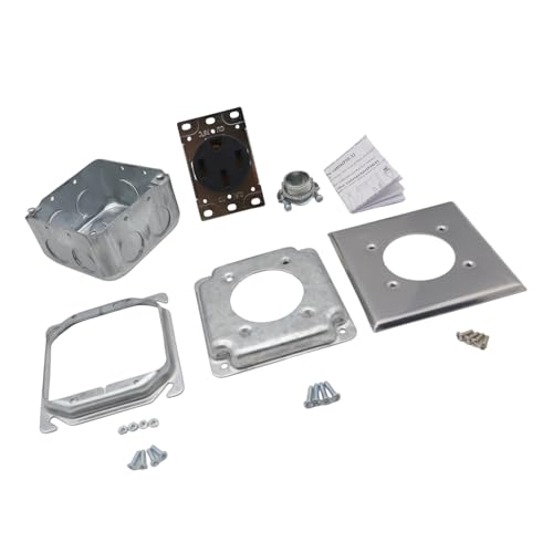 Sturdy Metal Outlet Box Installation Set for NEMAs 14 50R 50A 250V Electrical Systems with Mounting Hardware Tool Cover Plate Outlet Box