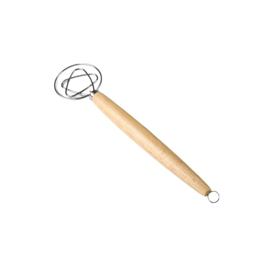 Schneebesen Holzgriff, Mehlrührstab, Edelstahl-Spiralmixer Mit Haken, Teigpulver, Manueller Schneebesen Küchenhelfer