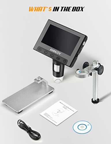 Lcd Digital Microscope,Annlov 4.3 Inch Handheld Usb Microscope 50X-1000X Magnification Coin Microscope Video Camera With 8 Adjustable Led Lights For Adults Pcb Soldering Kids Outside Use #TOP7