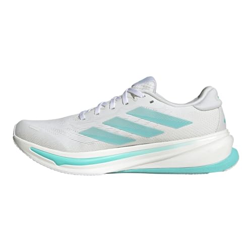 Image of Adidas, Mens, Supernova Rise 2 Running Shoes, White /Zero Metallic /Flash Aqua, 9.5, D - Medium