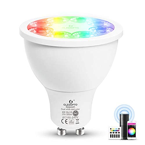 GLEDOPTO ZigBee 3.0 �X�}�[�g 4W GU10 AC100-240V RGBCCT �X�|�b�g���C�g �v�� 25�x �r�[���p�x �J���[�`�F���W�d�� �����@�\�t�� Amazon Echo Plus SmartThings �A�v��/����/RF��