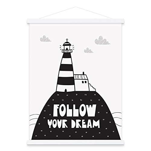 Image of 32x24 32x40 32x48 Poster Frame, Magnetic Light Wood Wooden Frame Hanger for Photo Picutre Canvas Artwork Art Print Wall Hanging (1 Pack, 32 inch, White)