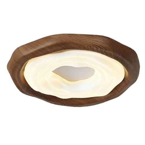 SIVAJI Lámpara Techo Ultrafina Con Veta De Madera Y Mando A Distancia. Luminaria LED Empotrada Regulable Para Cocina. Panel Luces Con Temperatura Color Ajustable De 3000K A 6500K. Para Sala