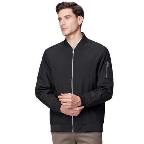 Men's Lightweight Bomber Jacket for Spring Fall Casual Windbreaker Zip-Up Coat with Multiple Pockets3