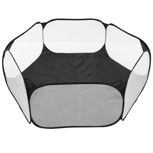 Didiseaon Parque Infantil Plegable para Mascotas Barrera Hexagonal de Poliéster Negro, Práctico y Fácil de Usar en Casa para Gatos y Bebés