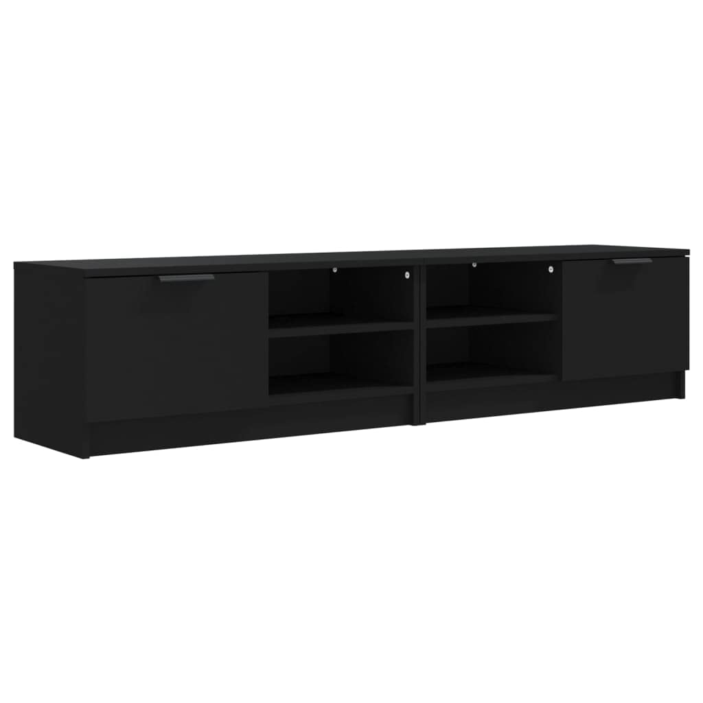 TV-Schrank 2er-Set, Schwarz, 80x35x36,5 cm, Holzwerkstoff, Modernes Media-Center mit Stauraum, für Wohnzimmer und Schlafzimmer