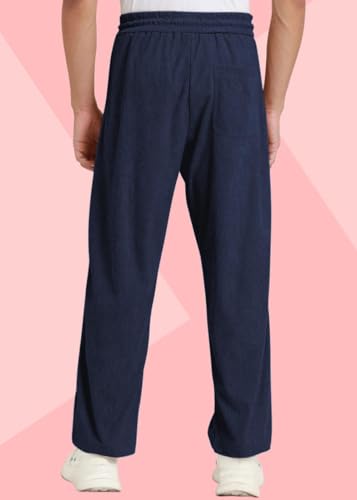 Image of SWADESI STUFF Men's Corduroy Track Pants | Self Design, Mid-Rise Fit, Flexi Waistband - Retro-Inspired Straight Fit Lounge & Casual Wear