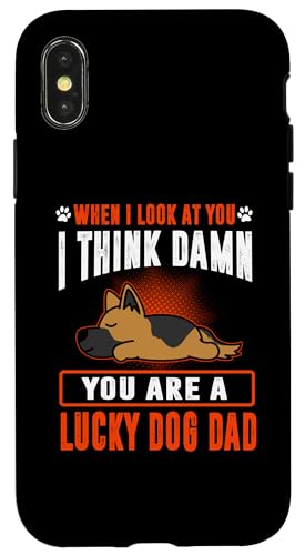 Capa para iPhone X/XS German Shepherd You Are A Lucky Dog Dad Funny Puppy Dogs