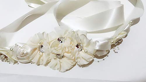 Wedding Bride Belt Sash Maternity Flower Crystal Pearls Belts for Women Dress PTK16B3