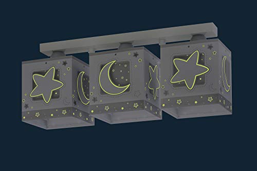 Lámpara Plafón Techo Infantil 3 Luces Luna Estrellas Gris 63233NE E27 para dormitorio 3