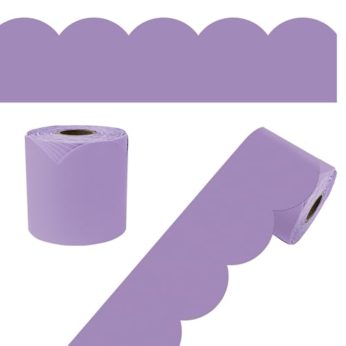 Carson Dellosa Education 65Ft Lavender Bulletin Board Borders,1 Roll of Lilac Scalloped Trim for Rolling Whiteboard,Cork & Posterboard,Pastel Purple Party, Easter,Spring Decorations & Classroom Décor