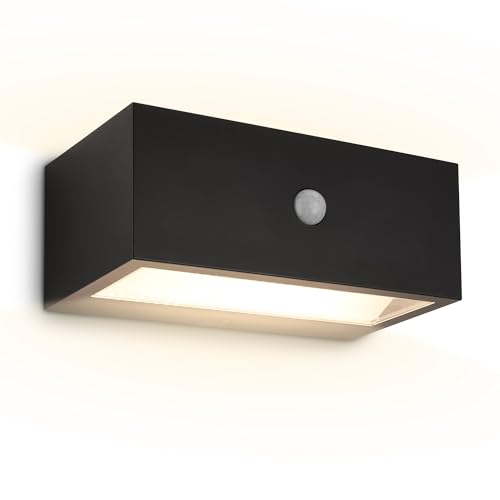 BRILONER - Applique da esterno con sensore di movimento, senza fili e dimmerabile, IP44, ricarica USB-C, luce 3000 K, applique senza fili, lampada da parete esterno, 18,5 x 9,5 x 7,5 cm, nero