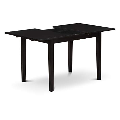East West Furniture Nft-Blk-T Norfolk Kitchen Table - A Rectangle Dining Table Top With Butterfly Leaf, 32X54 Inch, Black #TOP3
