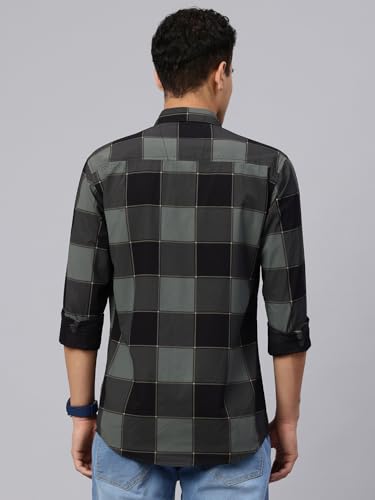 Image of Majestic Man Stylish Slim Fit Cotton Spread Collar Checked Casual Shirt