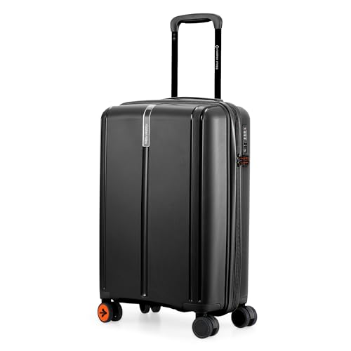 Nasher Miles The Line Hard-Sided Polypropylene Cabin Luggage 20 inch | 55cm | 8 Wheels Small Trolley Bag for Travel | Suitcase (Black)