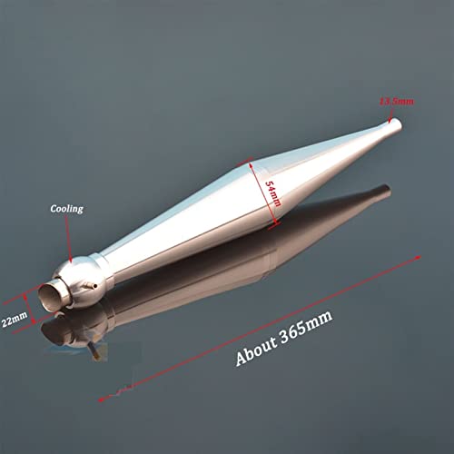DingMotuo CNC Aluminum Alloy Mufflered Pipe Length About L365mm /L395mm For 23-30cc Gas Marine Engine For Rc Boat