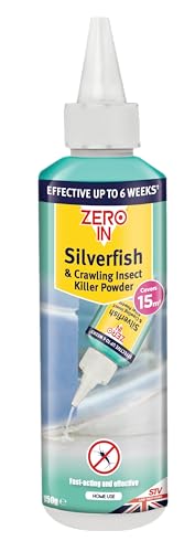 Zero In Silverfish & Crawling Insect Killer Powder -150g Instant Long-Lasting Non-Staining Odourless Silverfish and Crawling Insect Treatment and Repellent for the Home