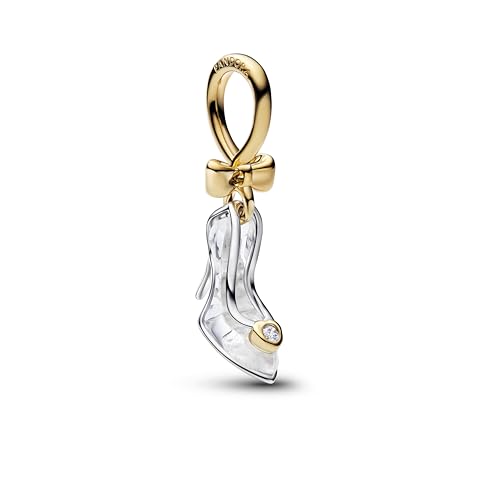 Abalorio PANDORA Moments 764327C01 en plata y oro de 14k con cristal