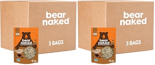 Bear Naked Granola Cereal, Whole Grain Granola, Breakfast Snacks, Cacao and Cashew Butter Crunch (3 Bags) (Pack of 2)
