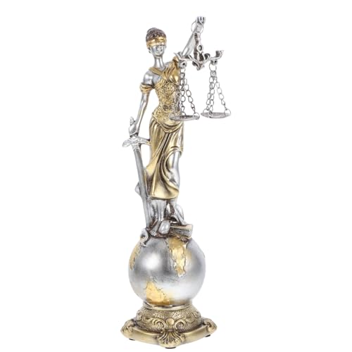 MUELODSIC Statue Résine Déesse Justice Élégante avec Base Stable Sculpture Femme Justice pour Décoration Bureau et Maison Figurine Symbole Équité et Stabilité