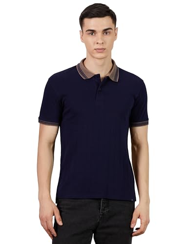 Image of Amazon Brand - Symbol Men Regular Fit Rib Textured Polo| Half Sleeves | Available in Plus Size