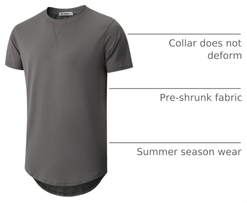 Image of KLIEGOU Men's 100% Cotton Longline T-Shirt, Pre-Shrunk Soft