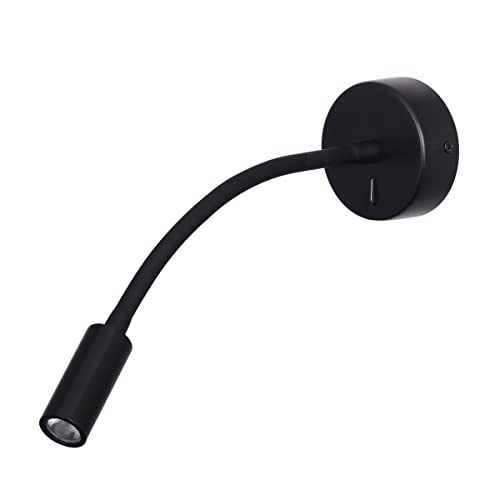 Image of Wall Mounted Reading Lamp LED 3W Warm White 3000K Hardwired for Reading Matt Black(Black Hard-Wired 2PCS)