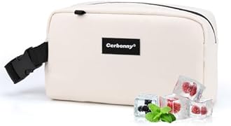Cerbonny Mini Cooler Bag, Freezable Lunch Bag & Snack Bag, Insulated Bag for Travel/Work/School, Small Cooler Lunch Box with Detachable Gel Packs, Beige, 180 Cubic Inches