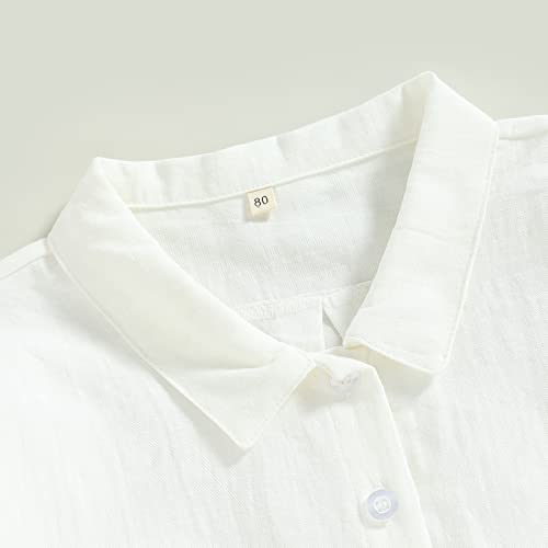 Toddler Baby Girl Boy Button Down Shirt Casual Long Sleeve Oversized Hippie Tops Irregular Hem Summer Linen Clothes4