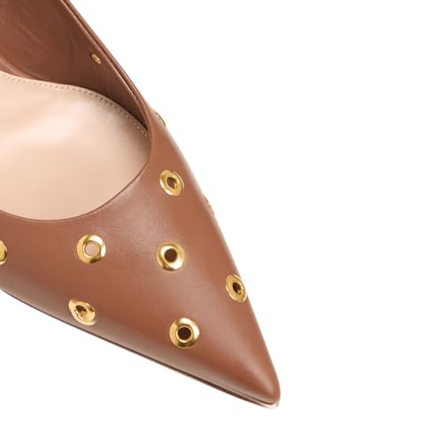 Vertundy Women's Pointed Toe Slingback Pumps Ankle Strap Metal Buckle Hollows Out Kitten Heel Sandals Mesh Bride Wedding Dress Pump Shoes Ladies3