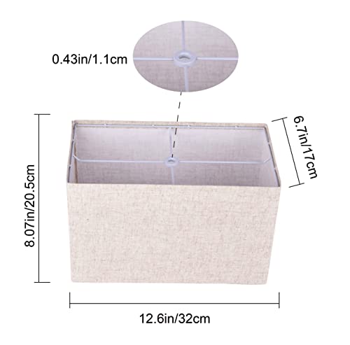 Ruiever Square Lampshades Set Of 2, Linen Lampshades L12.6"X W6.7" X H8.07" High, Easy Assembly Replacement Fabric Lampshades For Table Lamps Floor Lamps, Beige Color Lampshade,Spider Fitter #TOP1
