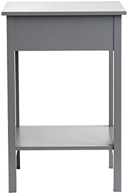 woodluv Bedside Drawer with Shelf Cabinet Side Table Storage Unit - Grey