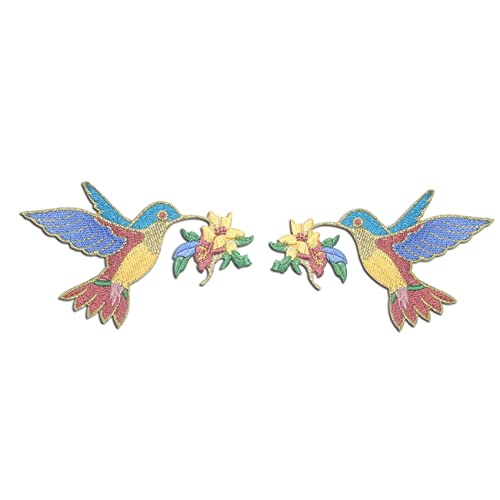 Sourcemall One Pair Iron On/Sew On Patches, Hummingbird Embroidered Applique For Diy Clothing, Jackets, Jeans, Backpacks, Hats, Arts Craft Sew Making (One Pair Colorful Hummingbird) #TOP13