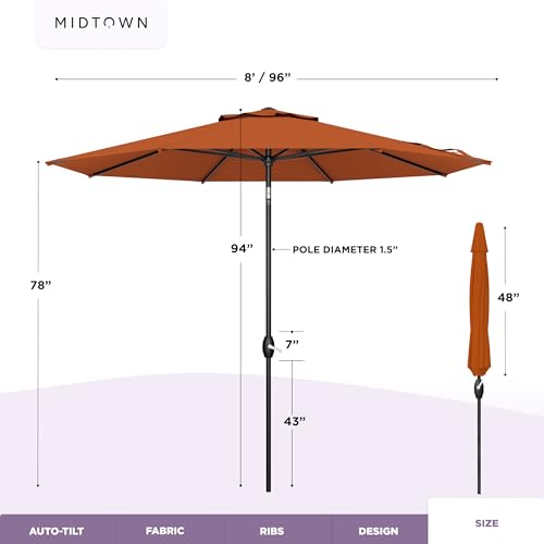 Image of Midtown Umbrellas Lean - 8 Ft Patio Umbrella, Terracotta Canopy