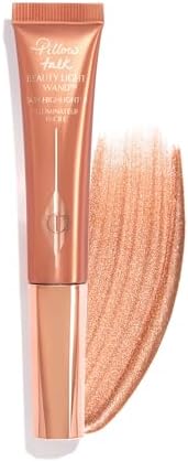 Charlotte Tilbury Pillow Talk Beauty Light Wand Liquid Highlighter Makeup - Soft-Focus Nude-Pink Highlighter and Blush for Cheeks - Pillow Talk Medium