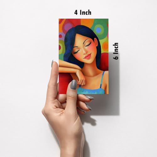 Image of SiddArtify Modern Portrait Wall Art Prints Set - Colorful Woman Poster Decor for Living Room Bedroom Office - Set of 2-4x6 Inch - Board (Pack of 6) - Sticker (Pack of 6)
