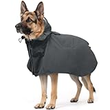 Dora Bridal Dog Raincoat for Large Dogs, Adjustable Clear Hooded Dog Rain Jacket, Waterproof Dogs Rain Coat Poncho with Reflective Strips for Labrador, Golden Retriever, German Shepherd, Grey,2XL