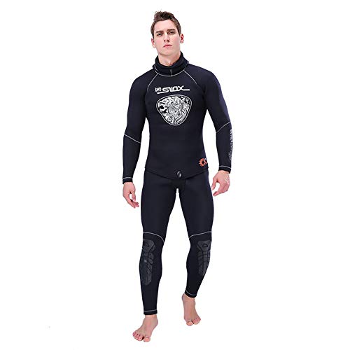 WYYHAA 5MM Neoprene Wetsuit 2-Pieces Set Spearfishing Men Scuba Diving Suit Hood Jacket & Pants Cold-Proof Snorkeling Surfing Swimsuit,XXXL