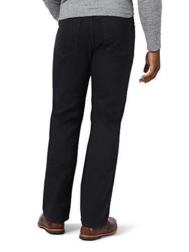Calça de sarja masculina Wrangler Authentics de ajuste reto, Caviar, 30W x 30L