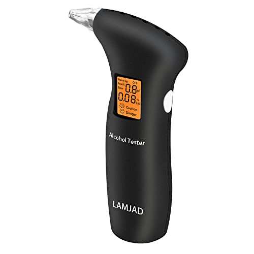 LAMJAD Alcoholímetro portátil BAC profesional con 12 boquillas, probador digital LCD de alcohol personal resultados rápidos y precisos del probador de contenido de sangre Cover