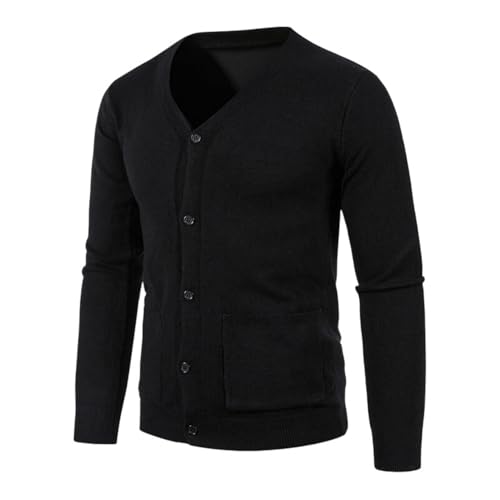 Suéter de punto para hombre cárdigan corte ajustado cuello en V estilo coreano moderno