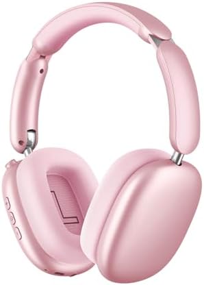 Wentronic Y02 Active Noise Cancelling Headphones,60H Battery,5 EQ Music Modes,Hi-Res Audio,Deep Bass,Foldable Wireless Over Ear Bluetooth 5.4 Headset,Breathable Leather Earpads (Pink)