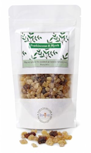 Frankincense and Myrrh Holy Incense from Jerusalem in a Gift Pack - Sacred Jerusalem Aromatic Granules - Traditional Biblical Scents for Home & Worship A Church Incense