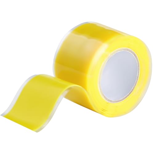 Image of Self Fusing Silicone Tape 1 in x 5' Yellow Waterproof Rubber Leak Proof Sealing Rubber Self-amalgamating Tape for Emergency Hot and Cold Water Pipe Repairs and Tool Fixation