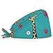 Bouffant Scrub Caps Printed Working Surgical Cap Cartoon Giraffe Nurse Hats with Buttons and Sweatband Adjustable Tie Back Hat for Women Men Multi Color