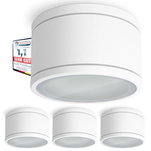 SSC-LUXon 4 Stück CELI-WX Aufbauspot flach IP44 Bad & Außen Fassung für...