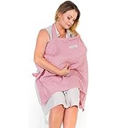 Bisoo Breastfeeding Cover - 100% Breathable Muslin Nursing Cover Up with Pocket & Soft Corners - ...